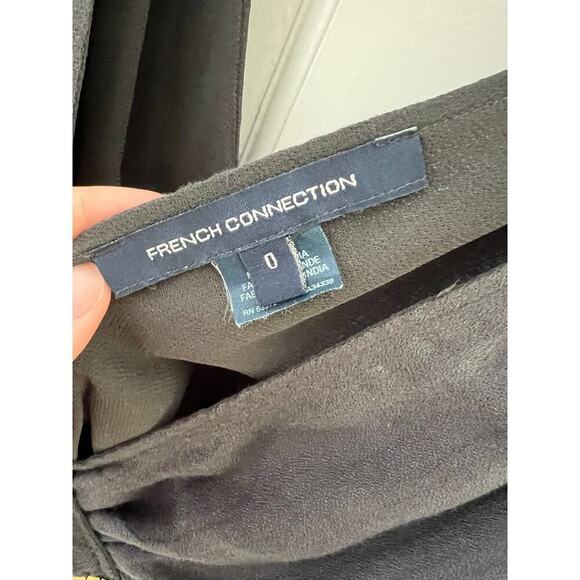 French Connection Y2K Beaded Mini Dress Women's 0 Dark Gray Grecian Style V Neck - Picture 7 of 14